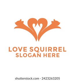 squirrel vector logo design. Love squirrel logo template