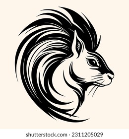 Squirrel vector for logo or icon, drawing Elegant minimalist style,abstract style Illustration