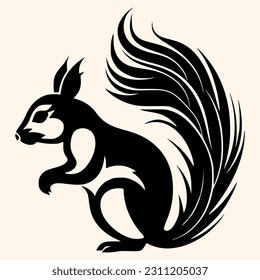 Squirrel vector for logo or icon, drawing Elegant minimalist style,abstract style Illustration