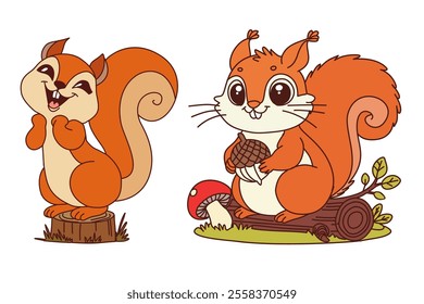 Squirrel vector pack.  Animals cartoon.