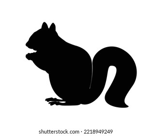 Ardilla con icono de silueta vectorial sobre fondo blanco.ilustración con ardillas aisladas.