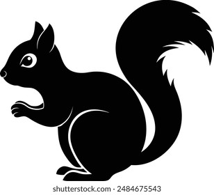 Squirrel vector silhouette icon on white background