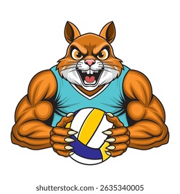 squirrel volleyball mascot vector illustration volleyball mascot design
