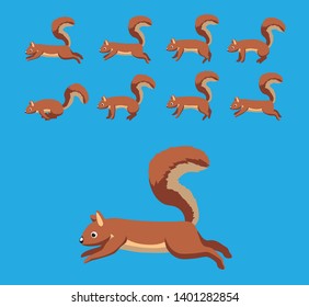 Squirrel Walking Motion Animation Sequence Cartoon Vector Illustration