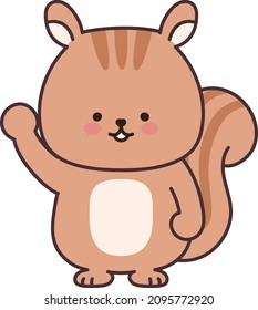 Squirrel waving a hand. Vector illustration isolated on a white background.
