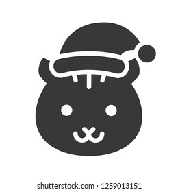 squirrel wearing santa hat, silhouette icon design