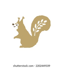 squirrel and wheat,  Hand drawn vector flat illustration