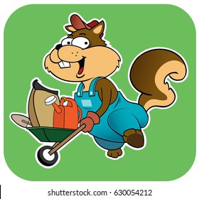 Squirrel Work / A squirrel gets ready to plant some seeds.