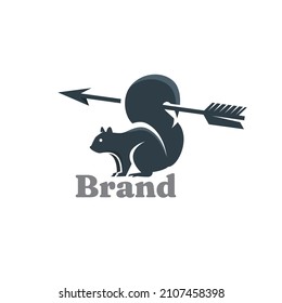 Squirrell with arrow design logo template