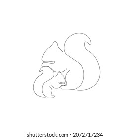 Squirrels animals line drawing vector illustration