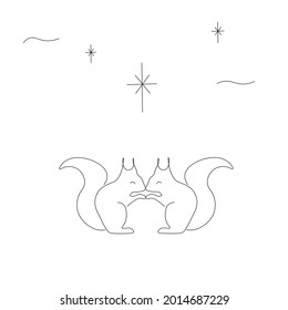 Dibujo de ardillas en la ilustración vectorial de fondo blanco