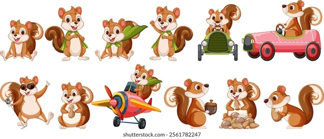 Squirrels engaging in fun and playful adventures
