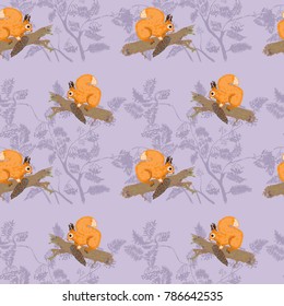 Squirrels on soft violet pattern