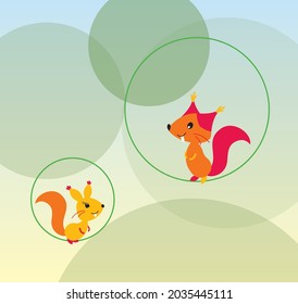Squirrels in the park for a walk. Vector illustration.