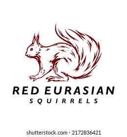 SQUIRRELS RED EURASIAN LOGO DESIGNS ICON VECTOR