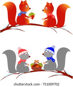 Squirrels Vectors, Animal Illustrations 