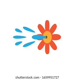 squirt flower prank over white background, flat style icon, vector illustration