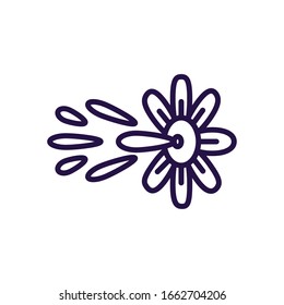 squirt flower prank over white background, line style icon, vector illustration