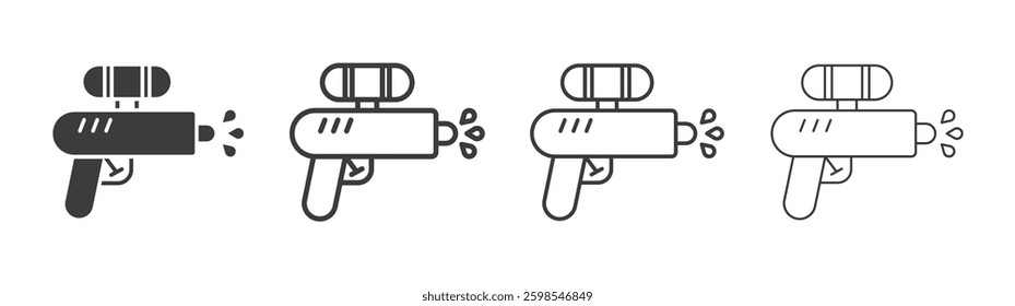 Squirt gun line icon vector illustration set.