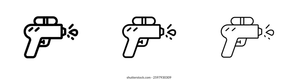 Squirt gun thin line vector icon set.