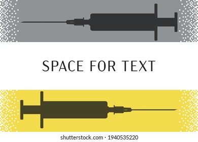 Squirt silhouette, background with pixel. The concept of medical treatment is vaccination. Vector abstract illustration.