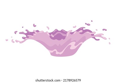 Squirt splashe. Colourful flowing spattering. Splattered pure juice or liquid. Drops with abstract forms of wave. Cartoon illustration with color water splash