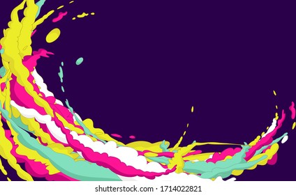 Fondo de pintura de chorro - Ola líquida de colorida ola abstracta de gelatina o elementos de humo en movimiento. Ilustración vectorial.