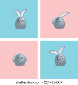 squish style kawaiii rabbit vector