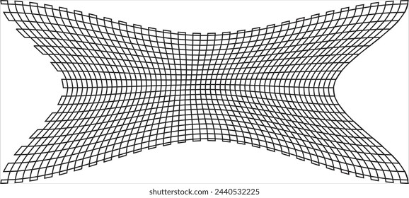 Squished, condensed, pinched lines abstract geometric element. concentrated, compressed, condensed shape. distorted, deformed mesh, grid of thin intersecting lines