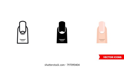Squoval nail icon of 3 types: color, black and white, outline. Isolated vector sign symbol.