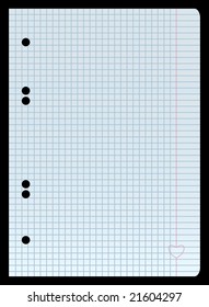 Squred blank paper with heart on the margin