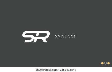 Letras alfabéticas SR Iniciales Monograma RS, S y R
