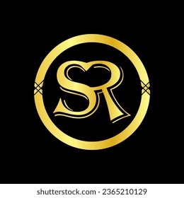 SR branding luxury logo for your brand. golden colour and luxury design. creating your brand identity.