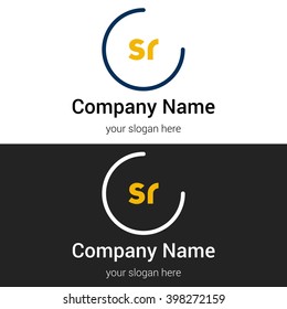 SR business logo icon design template elements. Vector color sign.