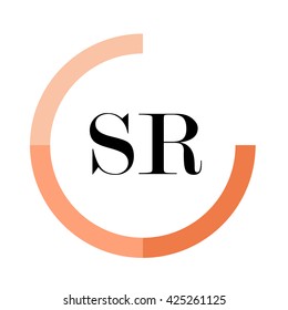 SR business logo icon design template elements. Orange color vectors. Design identity in circle. Alphabet letter
