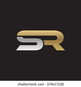 SR company linked letter logo golden silver black background