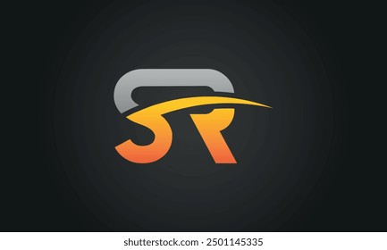 SR creative and modern letter logo design. SR logo design vector in black background.