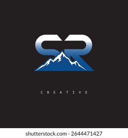 SR Creative Mountain Logo Bold Gradient Letter mark Branding Design for Business Outdoor Brands