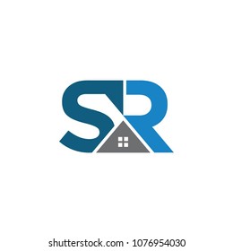 SR house logo, vector logo template