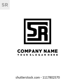 SR initial box letter logo template vector