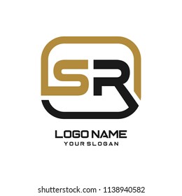 SR initial box letter logo template vector