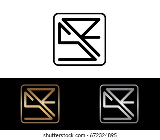 SR initial box shape Logo designs template