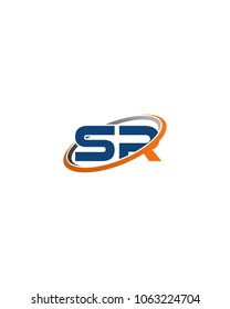 SR initial company blue orange swoosh logo
