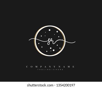 SR initial handwriting logo template vector