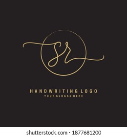 SR Initial handwriting logo template vector