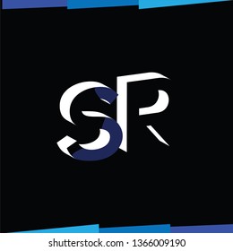 SR Initial Letter logo in negative space vector template