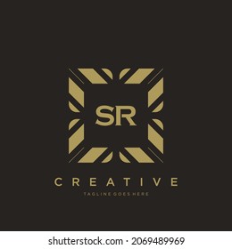 SR Initial Brief Luxus-Ornament Monogramm Logo Vorlage Vektor.