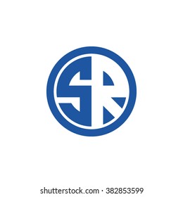 SR initial letters circle business logo blue