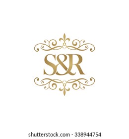 S&R Initial logo. Ornament ampersand monogram golden logo