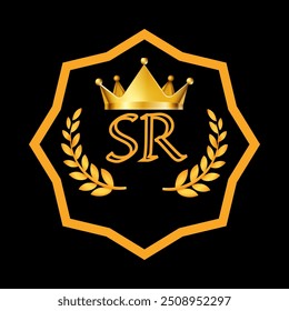 Tipo de logotipo inicial SR em preto